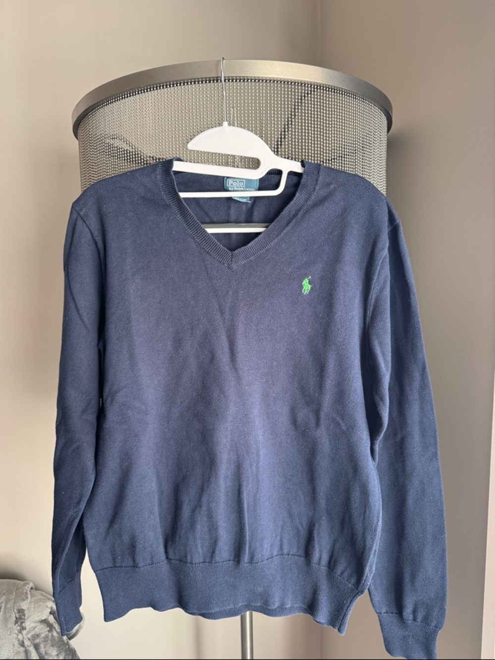 Polo by Ralph Lauren Navy V-Neck Sweater with Green Pony